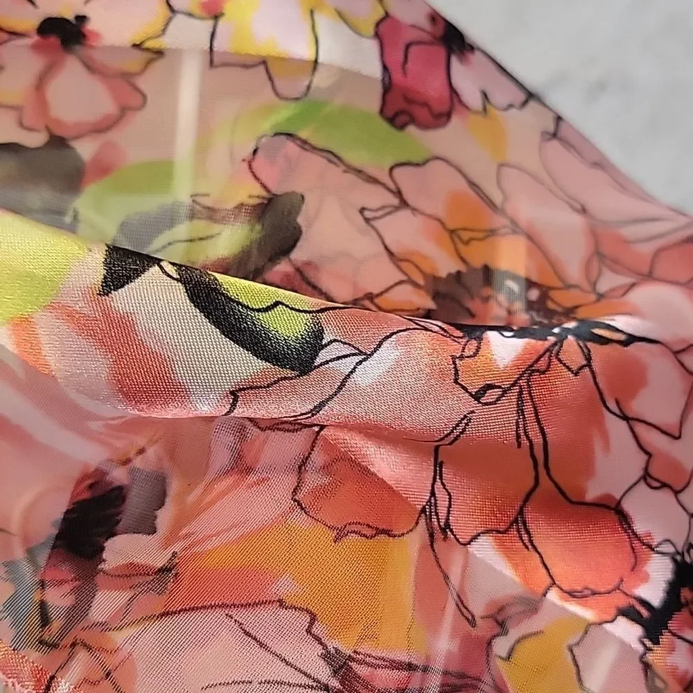 Unbranded spring floral blossom scarf multicolored pinks and oranges